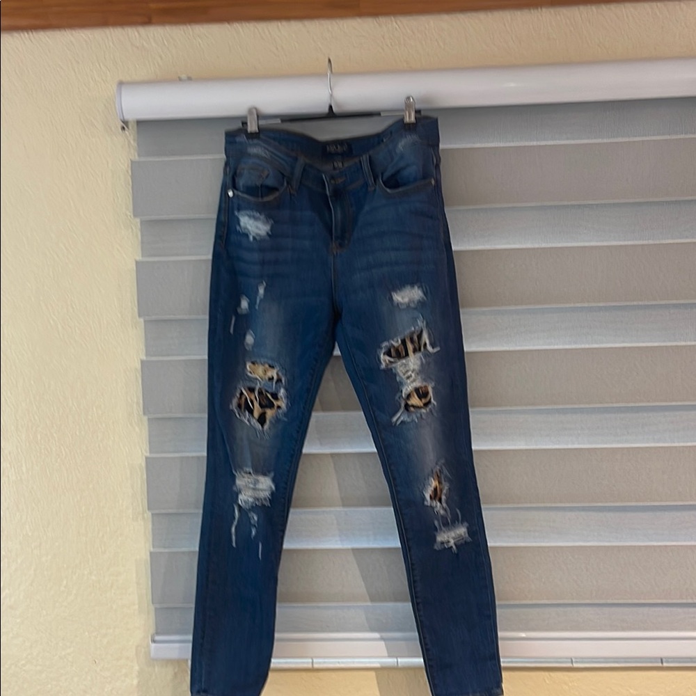 Judy Blue Skinny Blue Jeans with Distressed Details